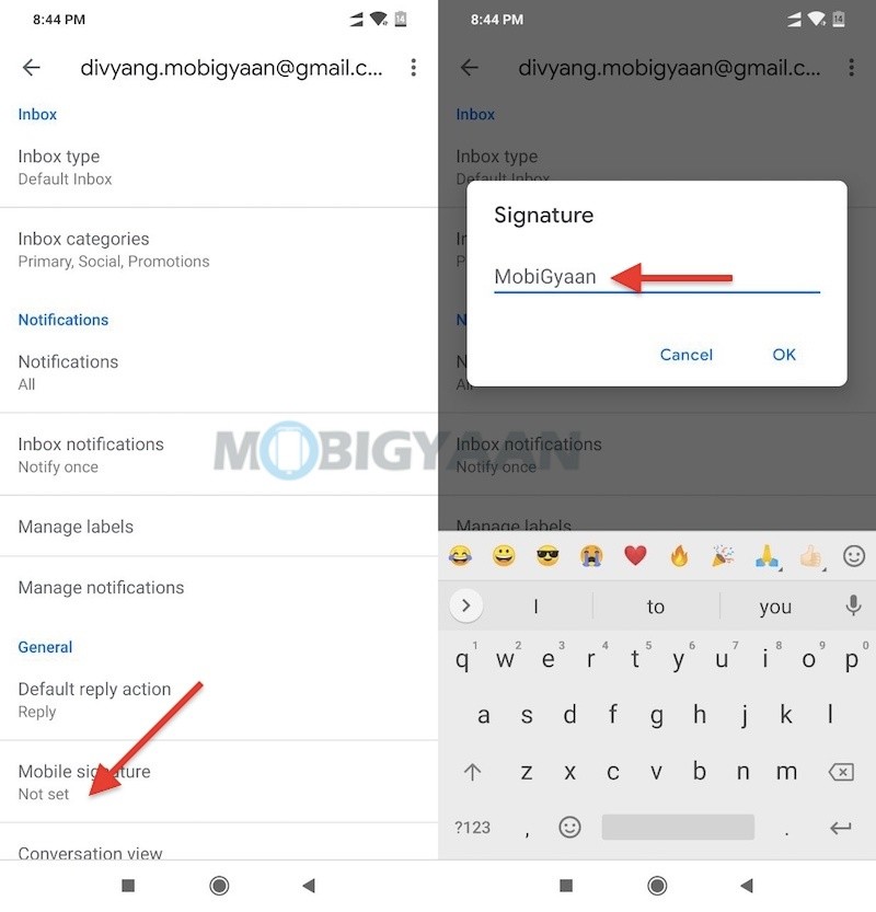 How to set a Gmail signature on your smartphone 2