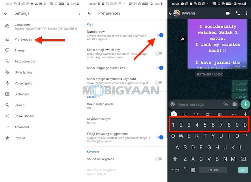 How to show number row in GBoard Google Keyboard