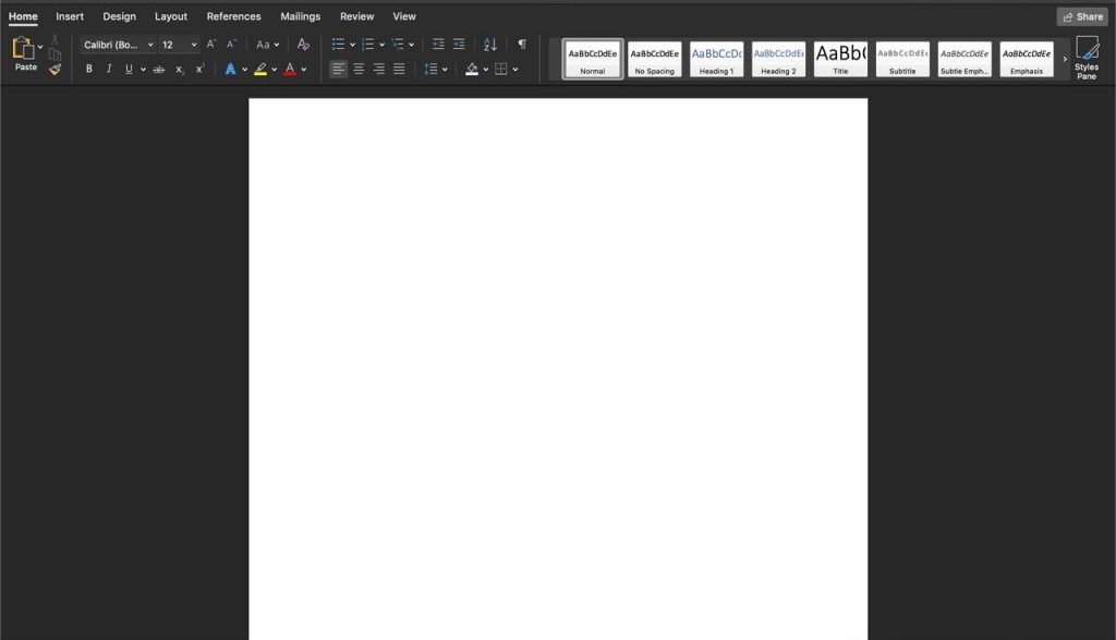 microsoft office dark theme