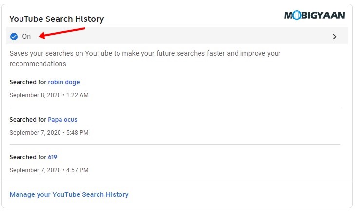 Manage Search History