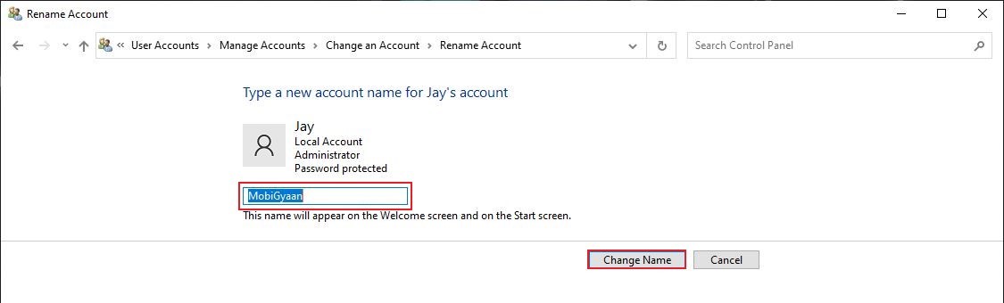 how can i change my microsoft account name