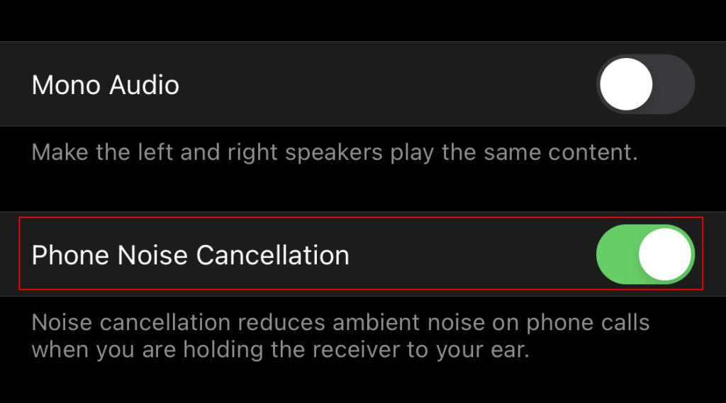 How to enable or disable Phone noise cancellation on iPhone