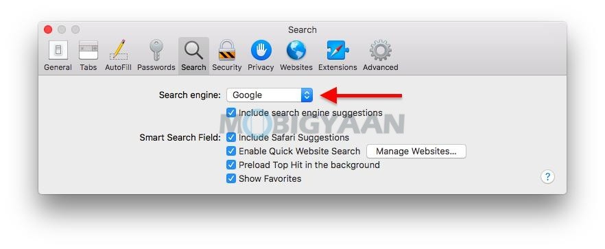 How to change default search engine in Safari Mac 0