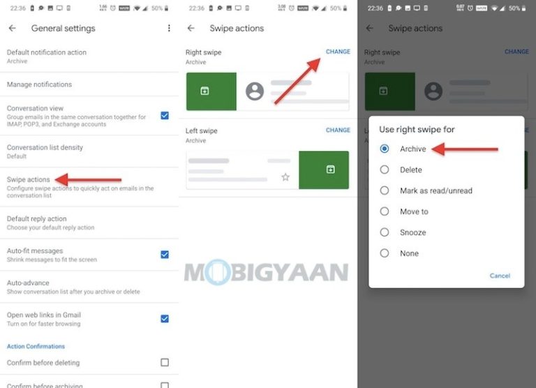How to change swipe actions in Gmail app [Android/iOS]