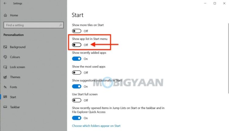 How to hide apps in Start menu on Windows 10
