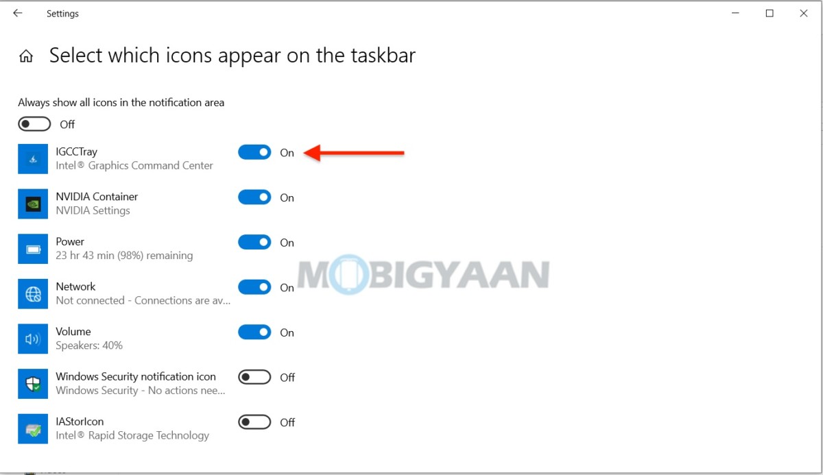 How to remove taskbar icons in the system tray Windows 10 1