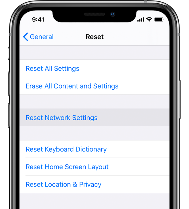 iphone reset network settings