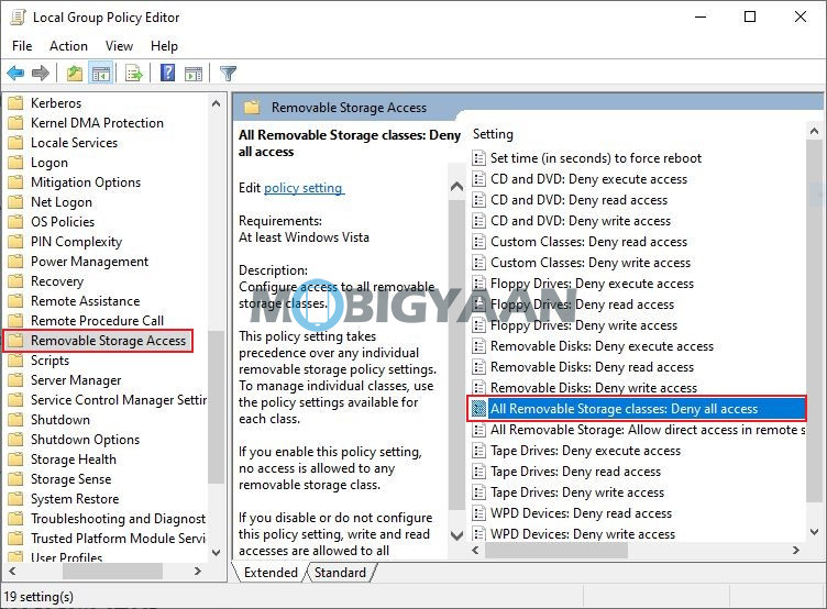 Disable Removable Storage Access 2