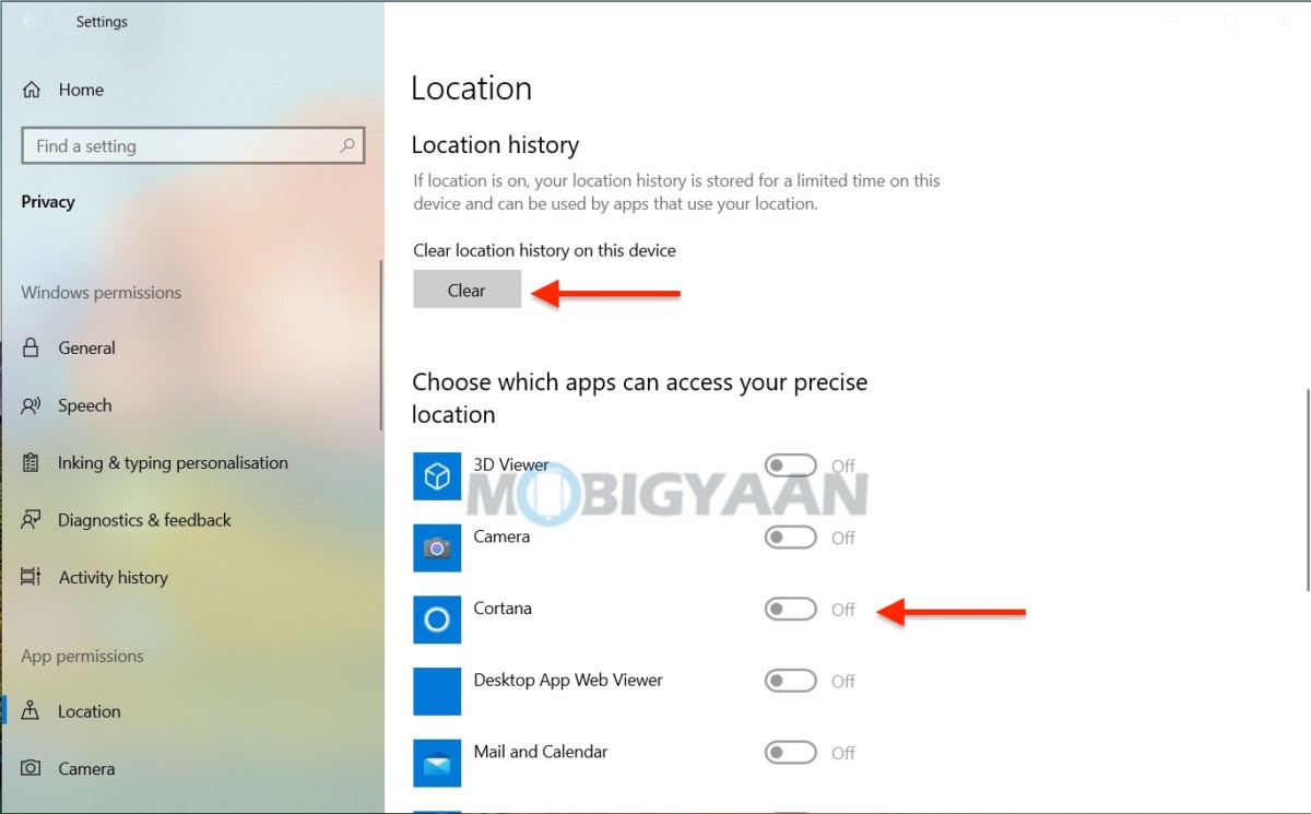 How to turn off location access on Windows 10 1