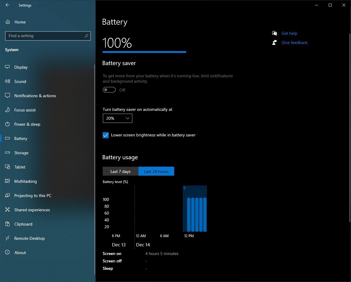 Windows 10 Battery Stats