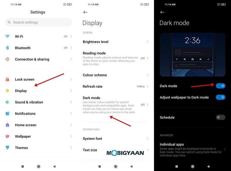 enable dark mode on redmi