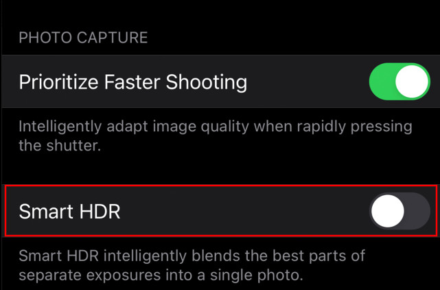 Disable iPhone 12 Smart HDR 2