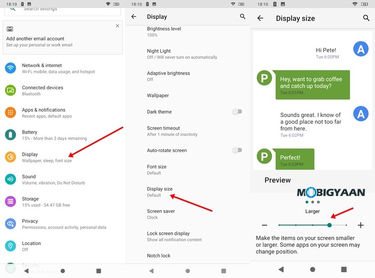 Display Size Stock Android