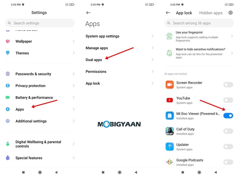 lock apps with fingerprints on Redmi