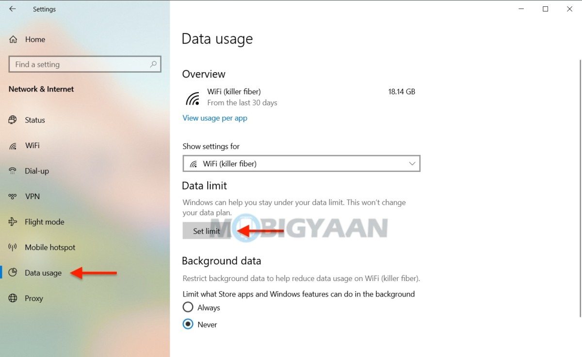 How to limit Wi-Fi data on Windows 10