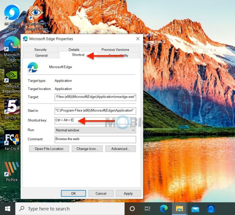 How to open microsoft edge with a keyboard shortcut windows 10 