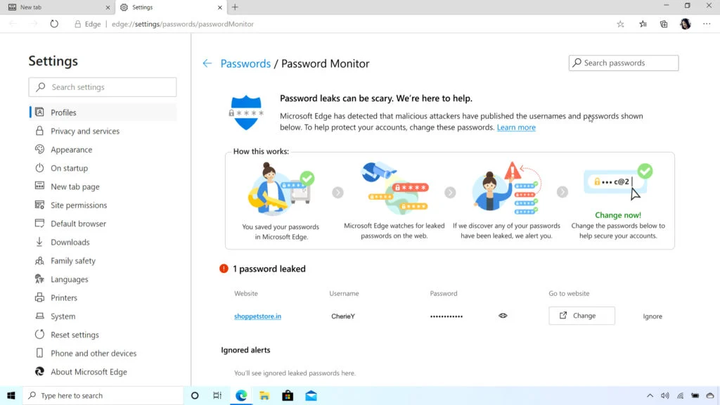 Microsoft Edge Password Monitor