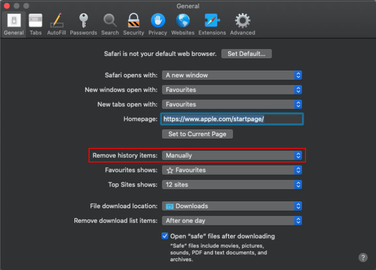 How to automatically clear browsing history in Safari