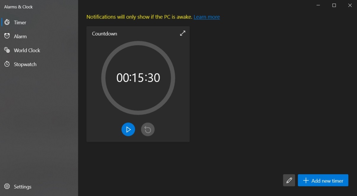 Windows 10 Alarm App Update