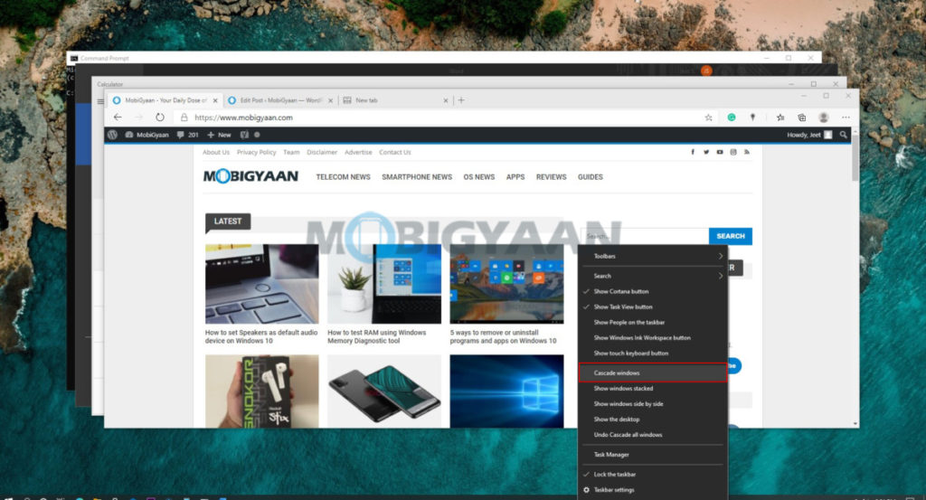 How to quickly cascade all windows on Windows 10