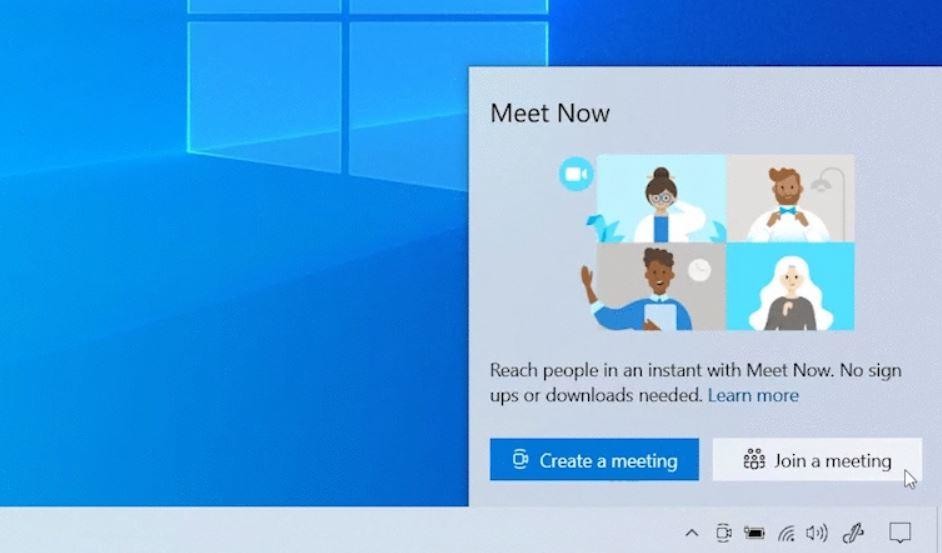 Windows 10 Meet Now Button