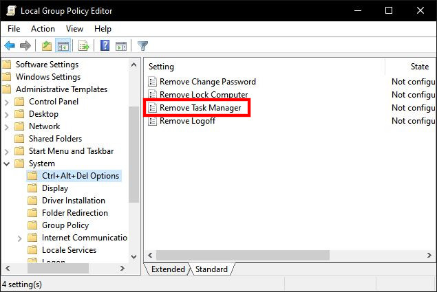 how to disable task manager windows 10
