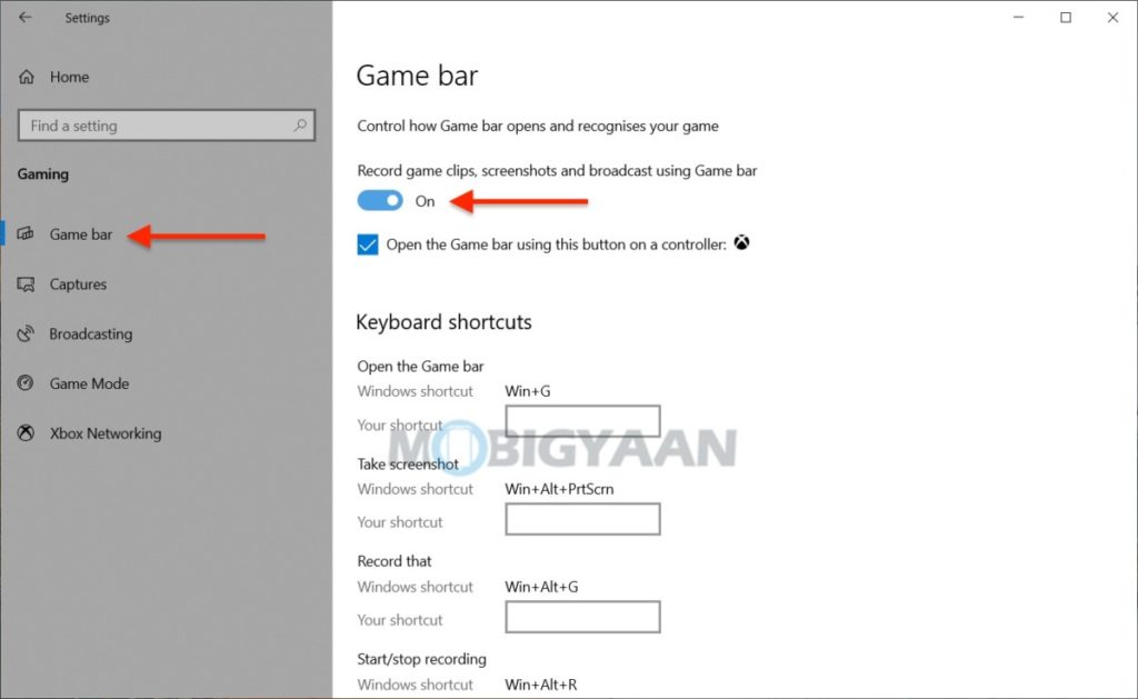 How to enable or disable Xbox Game Bar in Windows 10