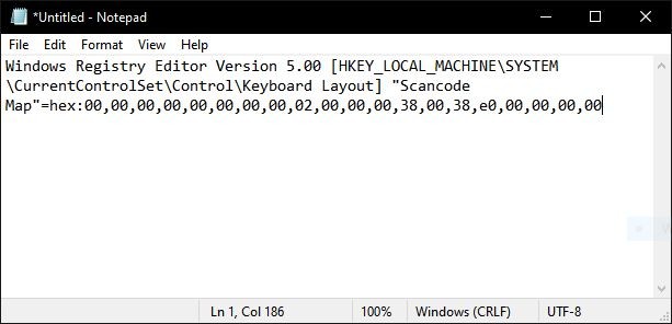 How to map Alt Gr key to normal Alt key in Windows 10