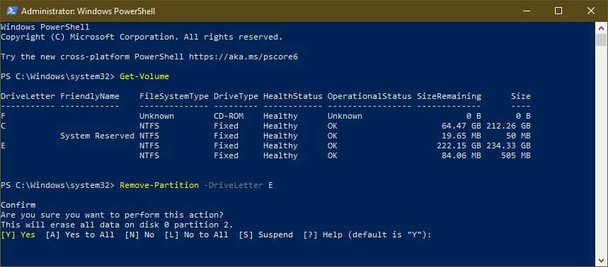 Remove Partition PowerShell 2