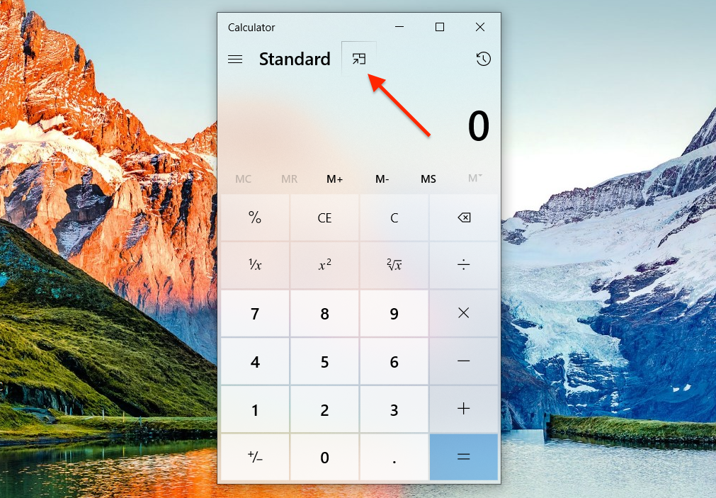 how to keep the Calculator app on top of other windows in Windows 10 1