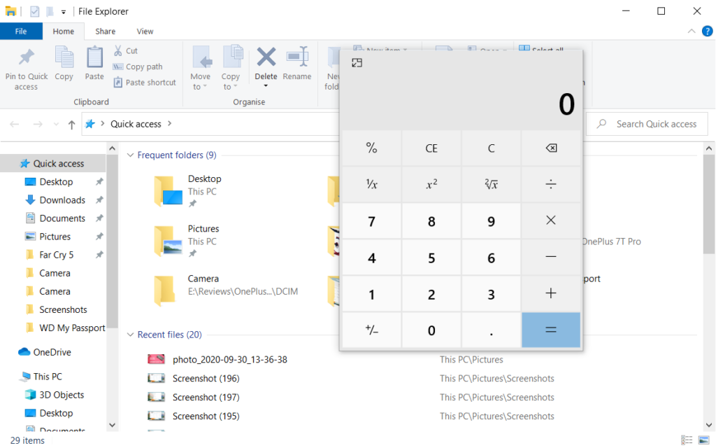 how to keep the Calculator app on top of other windows in Windows 10 2