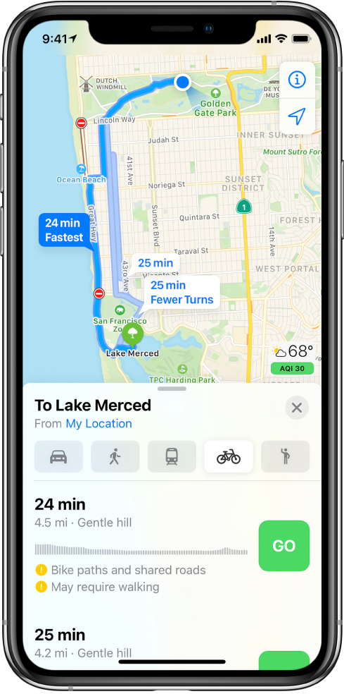 Apple Maps Cycling Directions