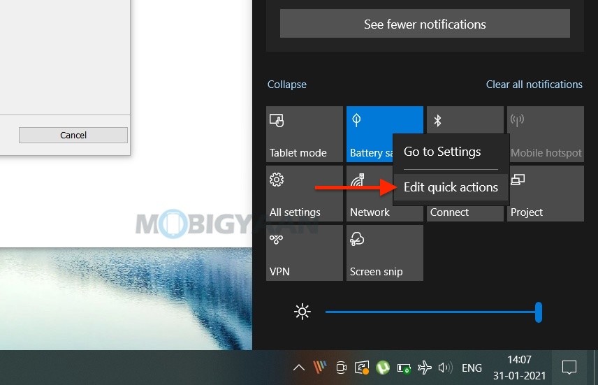 How to add brightness slider in Notification Center Windows 10 2