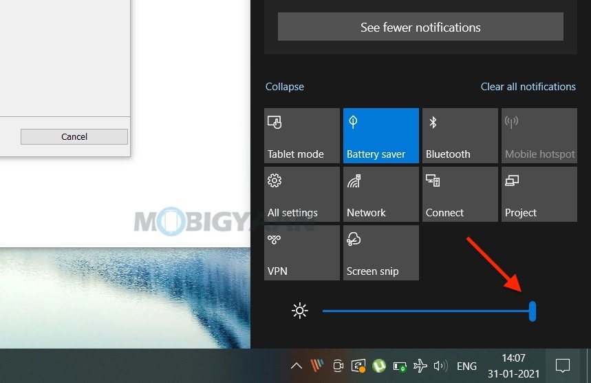 How to add brightness slider in Notification Center Windows 10 3