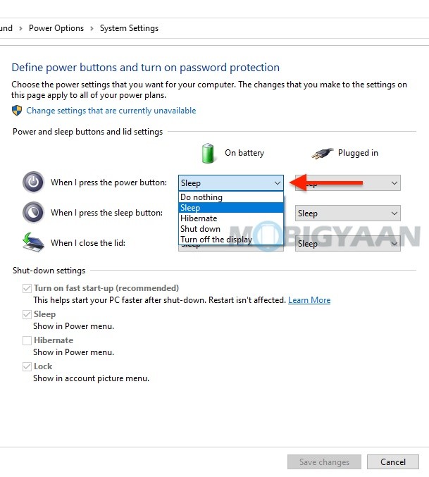 How to change the default screen close action on Windows 10 laptops 4