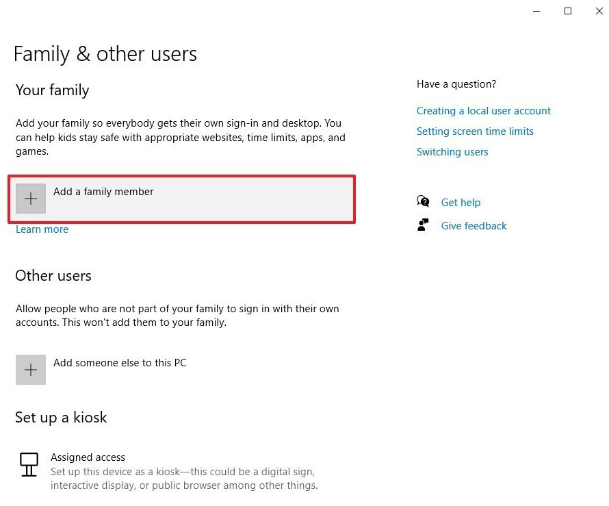 Add Family Member Win 10 1