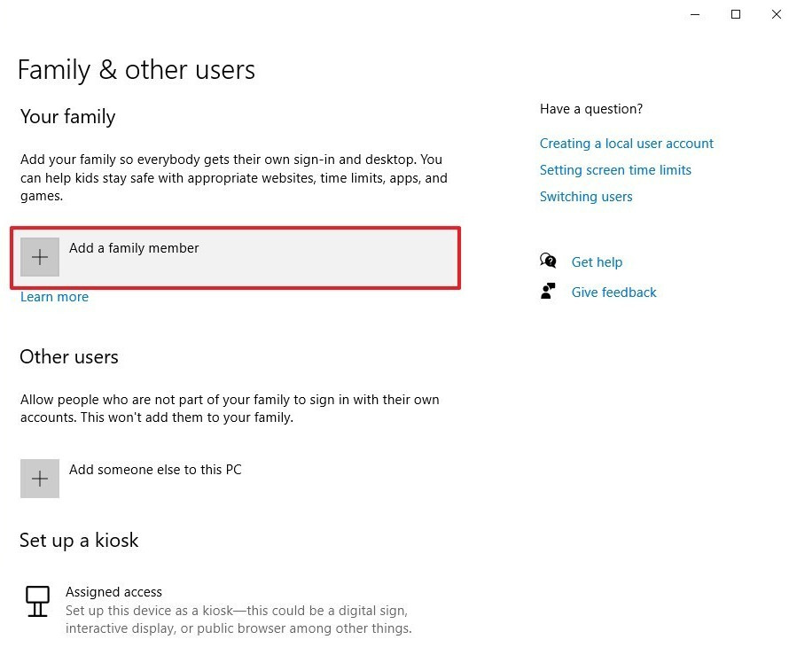 Add Family Member Win 10 1