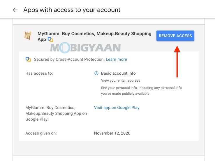 remove apps from google account