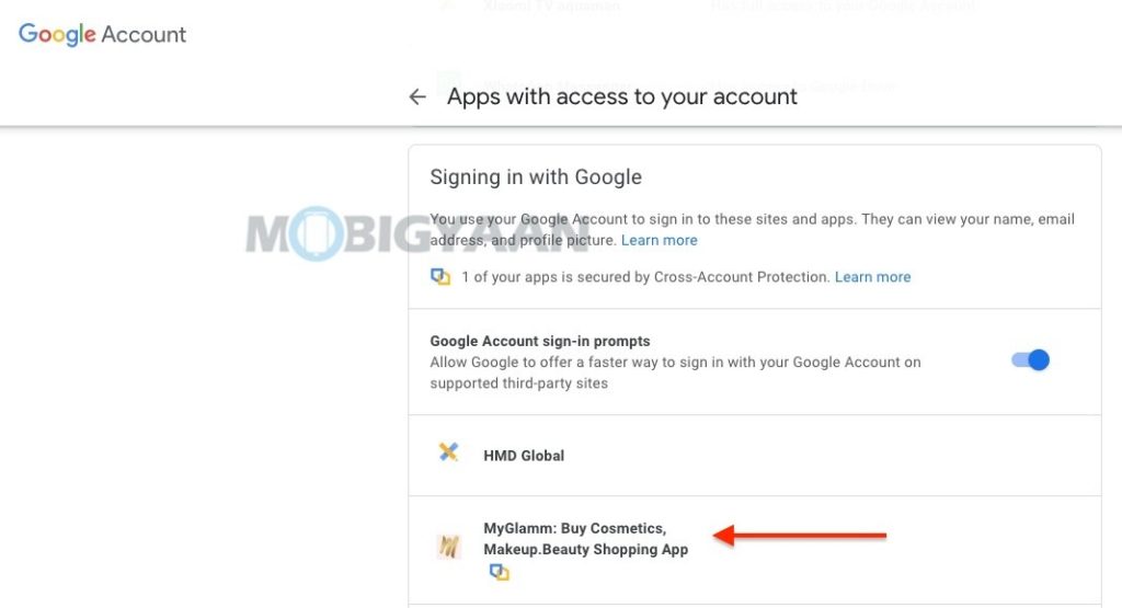 remove apps from google account