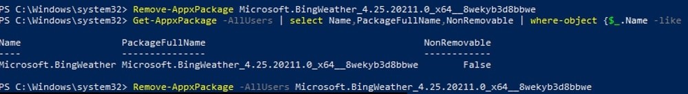 PowerShell Remove App Windows 10