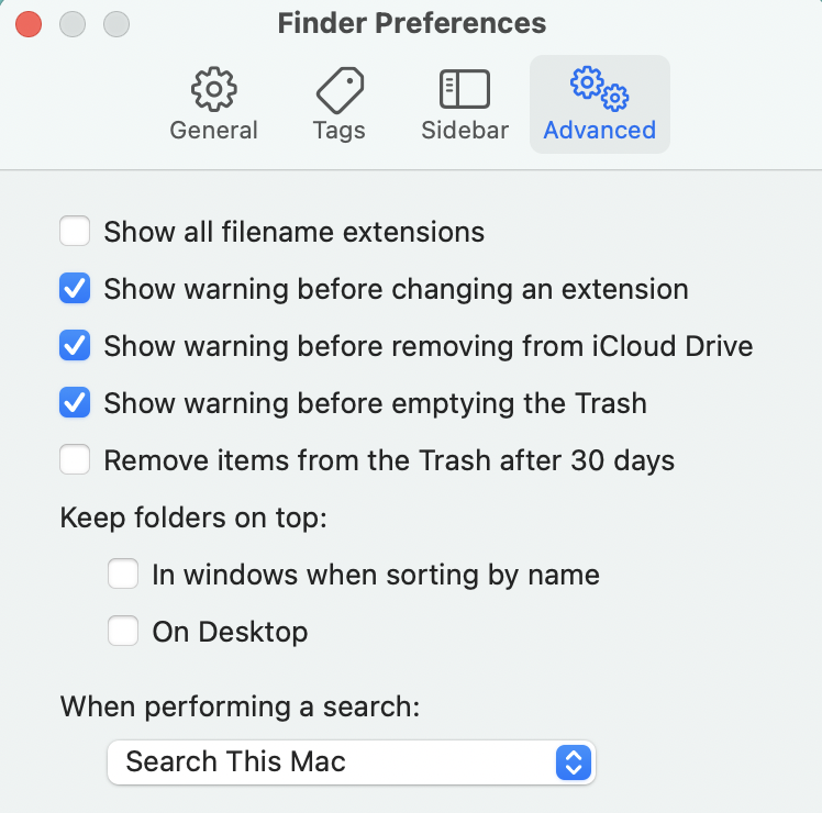 Show/Hide File Extensions macOS