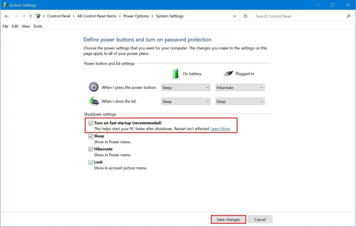 how to enable fast startup windows 10