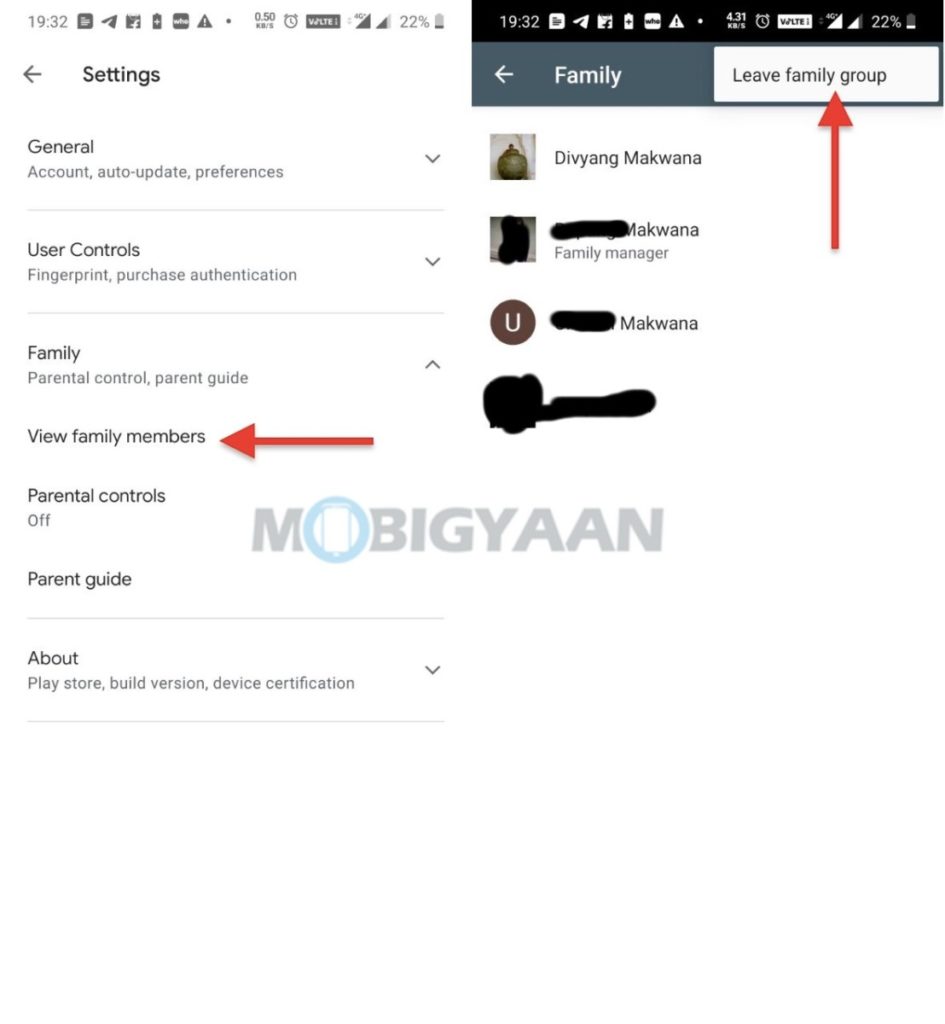 How to remove family members or family group from Google Play Store 1