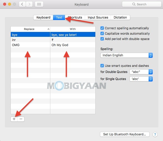 use text shortcuts on Mac