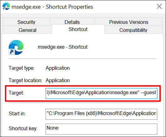 MS Edge Guest Mode Shortcut 4