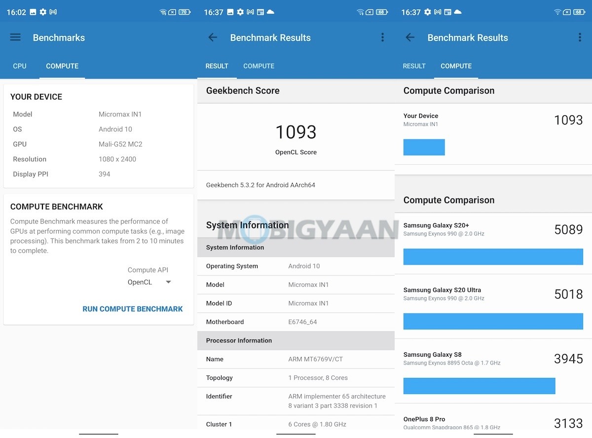 Micromax IN 1 Review Android 10 Software Interface Benchmarks 5