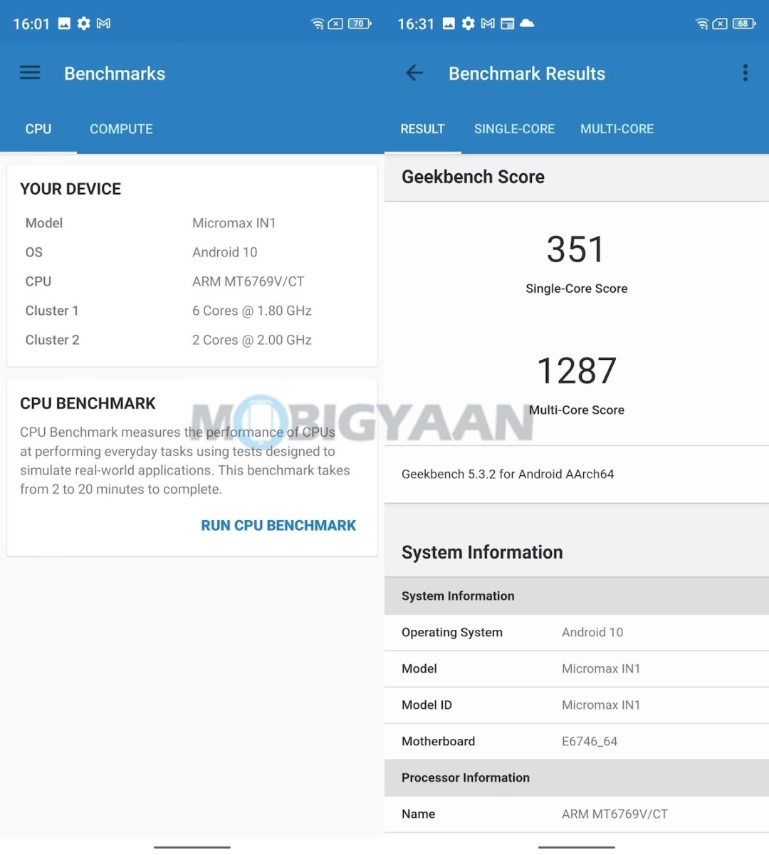 Micromax IN 1 Review Android 10 Software Interface Benchmarks 9