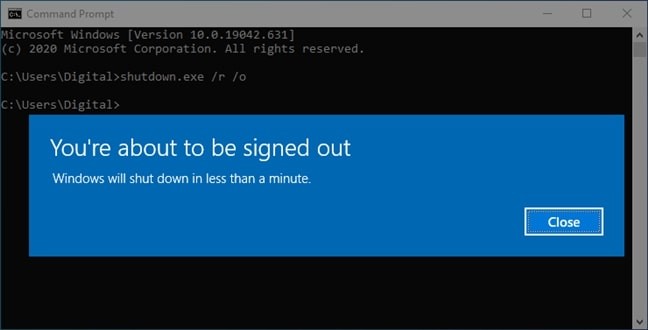 windows 10 command prompt opens and closes