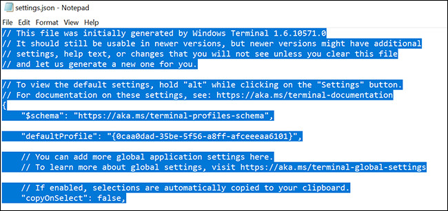 Windows Terminal Settings Reset 3