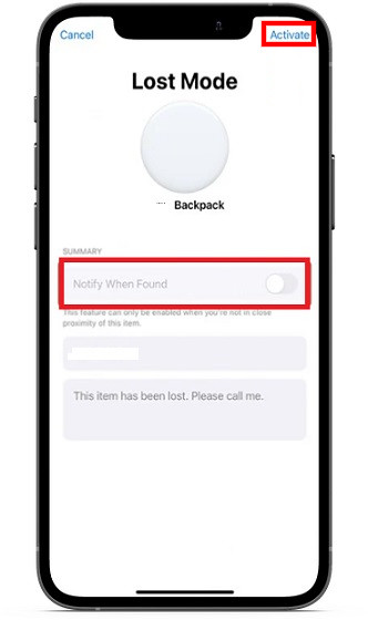How to enable Lost mode for Apple AirTag